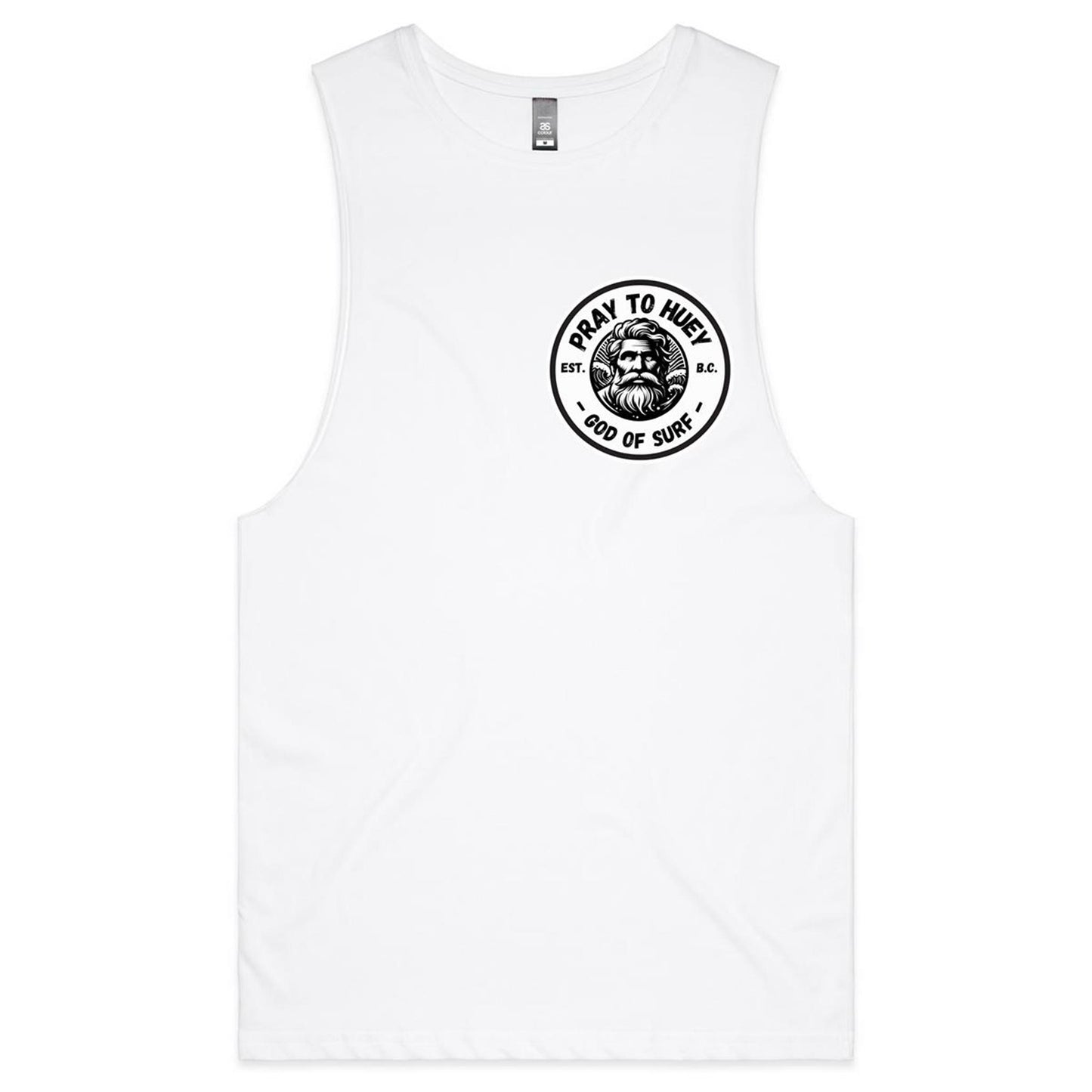 Pray To Huey heavyweight cotton surf singlet in white — Australian surf apparel
