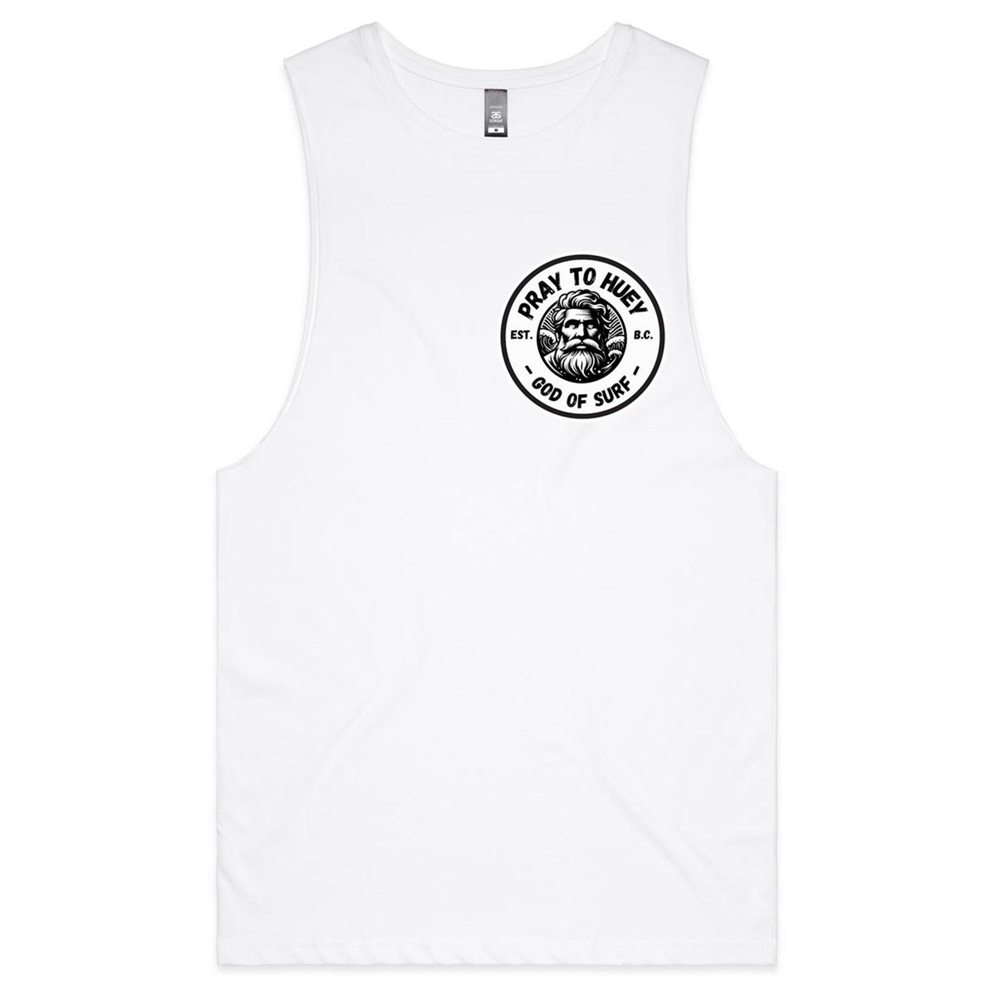 Pray To Huey heavyweight cotton surf singlet in white — Australian surf apparel