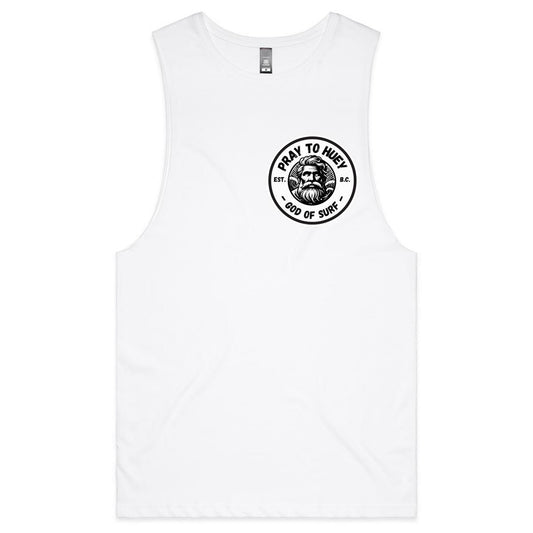 Pray To Huey heavyweight cotton surf singlet in white — Australian surf apparel