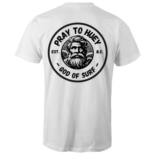 Pray To Huey heavyweight staple surf tee with back print — Australian surf apparel